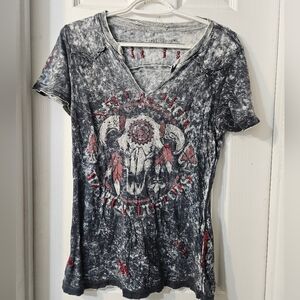 Affliction Women's Gray Graphic Top